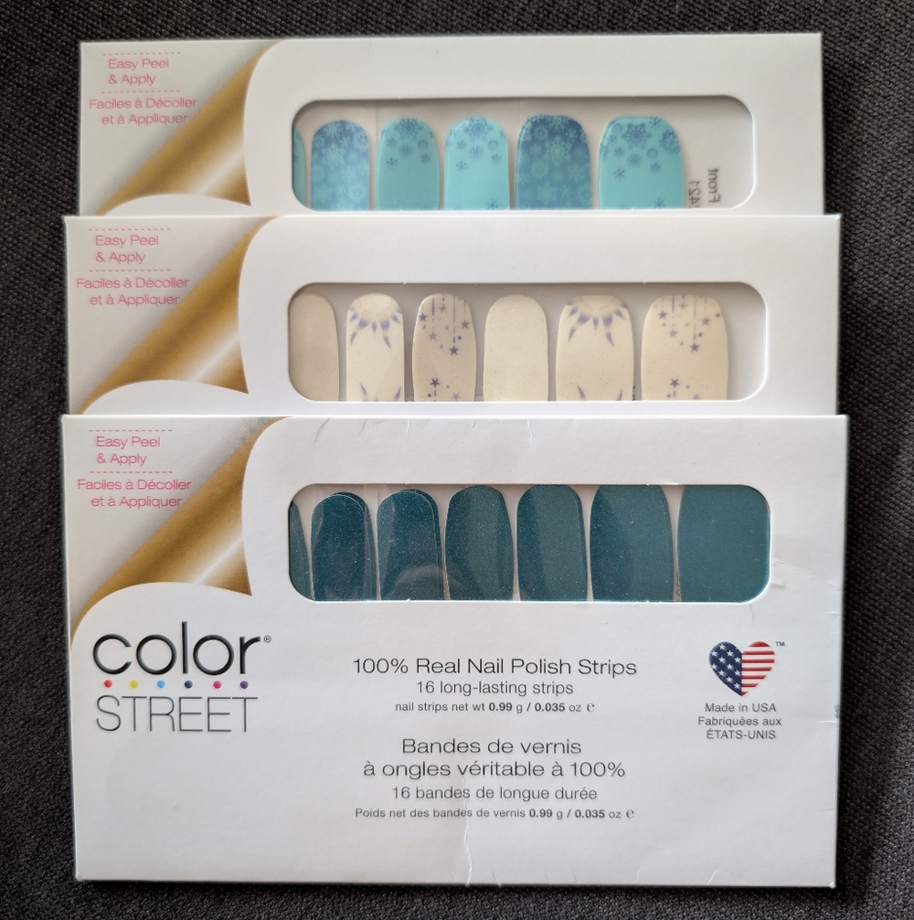 COLOR STREET NAIL POLISH STRIPS MANICURE BUNDLE SHADES OF BLUE SET OF 3 NEW